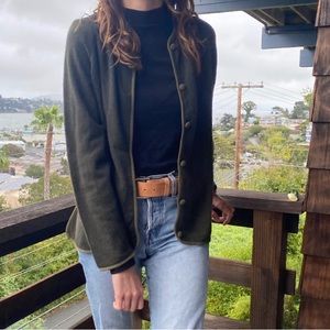 Cashmere sweater cardigan, vintage forest green